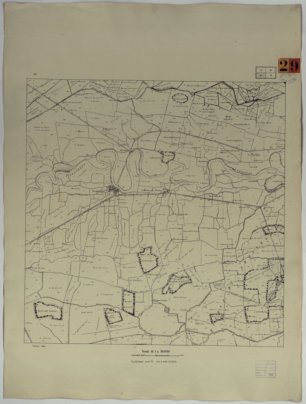 (N:25194) CARTA DEI DINTORNI DI CAPUA 2 COPIA - FOGLIO 15. (CA007580) Carte e stampe antiche: riproduzione a colori su carta (formato A1)