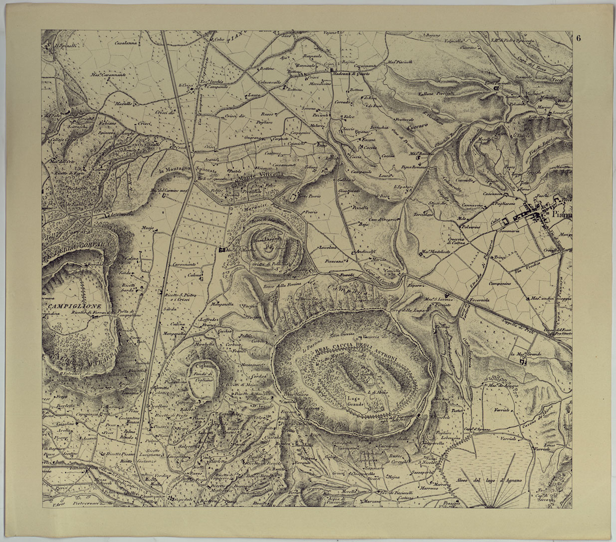 (N:17137) CARTA DEI DINTORNI DI NAPOLI ALLA SCALA DI 1 A 10,000 - FOGLIO 6. (CA007674) Carte e stampe antiche: riproduzione a colori su carta (formato A1)