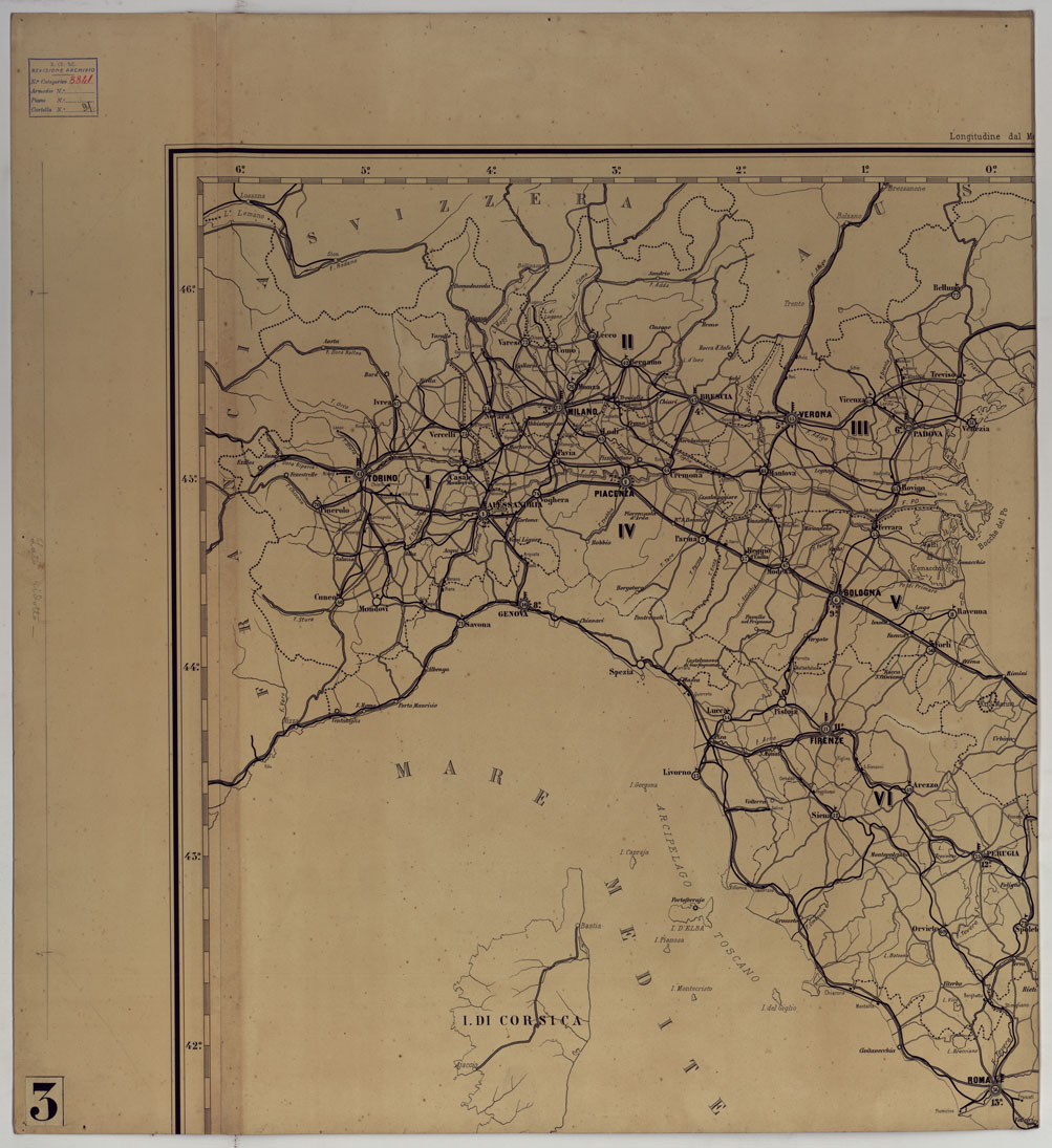 (N:17183) CARTA DIMOSTRATIVA DELLE CIRCOSCRIZIONI MILITARI DEL REGNO D'ITALIA - Foglio 1 (CA007726) Carte e stampe antiche: riproduzione a colori su carta (formato A1)