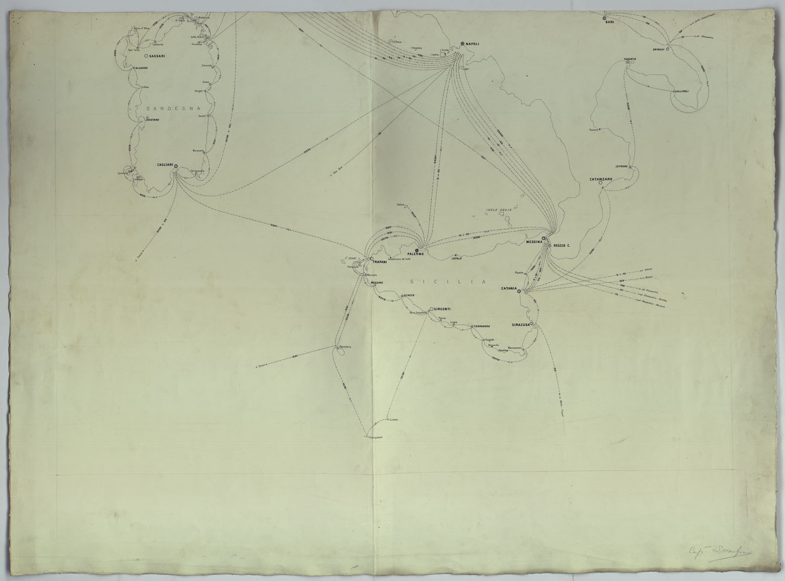 (N:34343) CARTA DELLE FERROVIE E LINEE DI NAVIGAZIONE DEL REGNO D'ITALIA (CA007731) Carte e stampe antiche: riproduzione a colori su carta (formato A1)