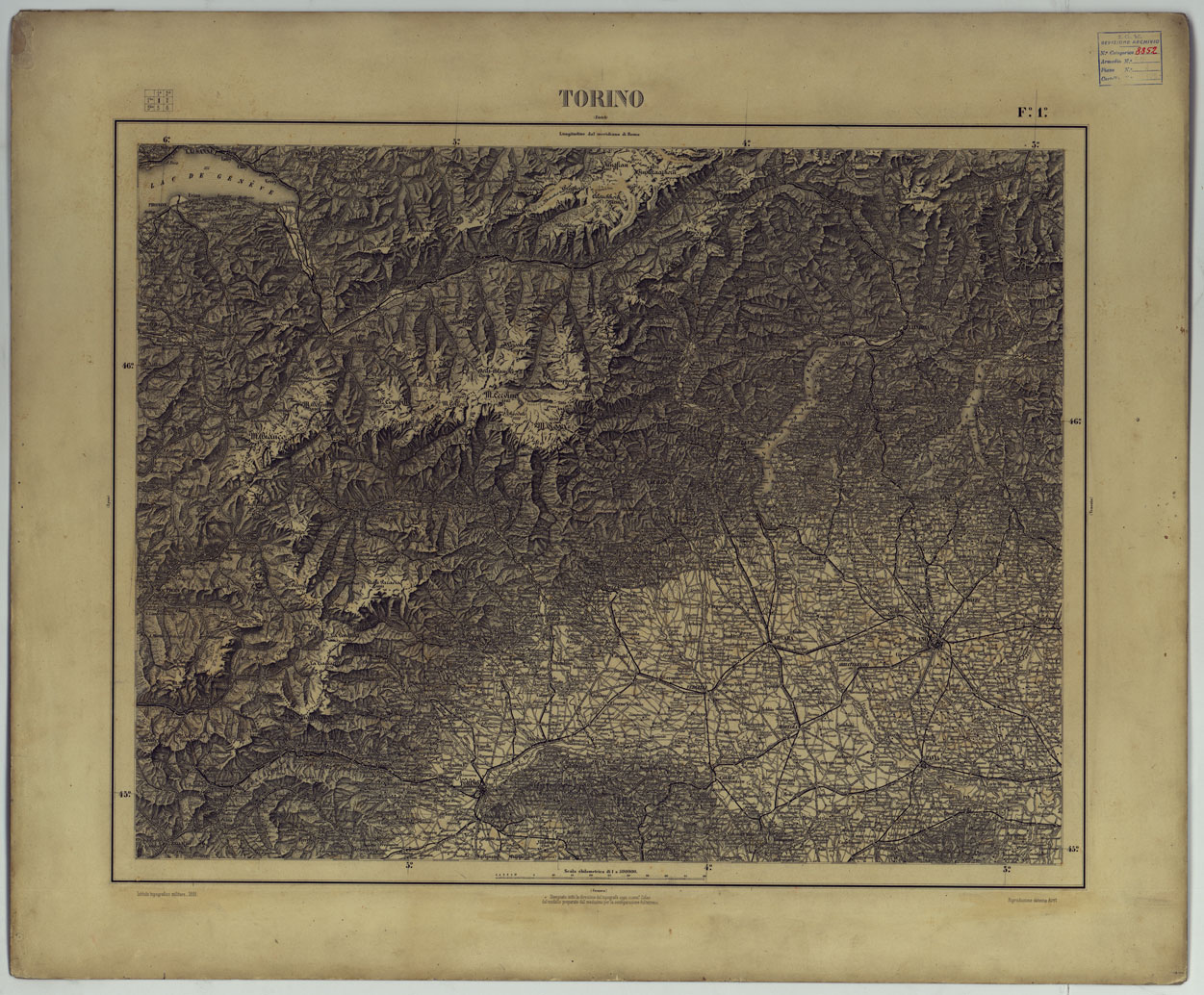 (N:25291) TORINO. (CA007735) Carte e stampe antiche: riproduzione a colori su carta (formato A1)