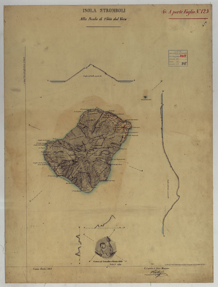 (N:16397) ISOLA STROMBOLI (Isole Eolie) - Foglio 6 (CA007796) Carte e stampe antiche: riproduzione a colori su carta (formato A1)