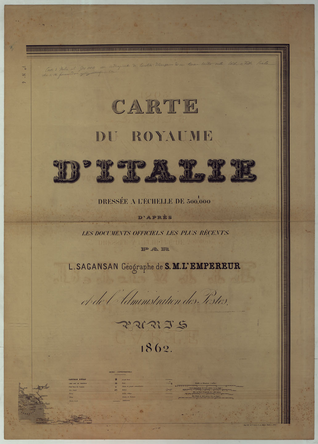 (N:17250) CARTA DEL REGNO D'ITALIA - Foglio 4 
 (CA007802) Carte e stampe antiche: riproduzione a colori su carta (formato A1)