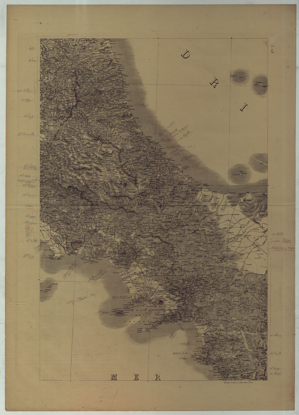 (N:17253) CARTE DU ROYAUME D'ITALIE - Foglio 7
 (CA007805) Carte e stampe antiche: riproduzione a colori su carta (formato A1)