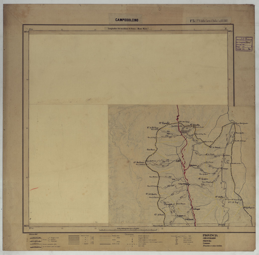 (N:17381) CARTA D'ITALIA DEGLI ALPINI - 2 Copia CAMPODOLCINO Foglio n. 3 (CA007842) Carte e stampe antiche: riproduzione a colori su carta (formato A1)