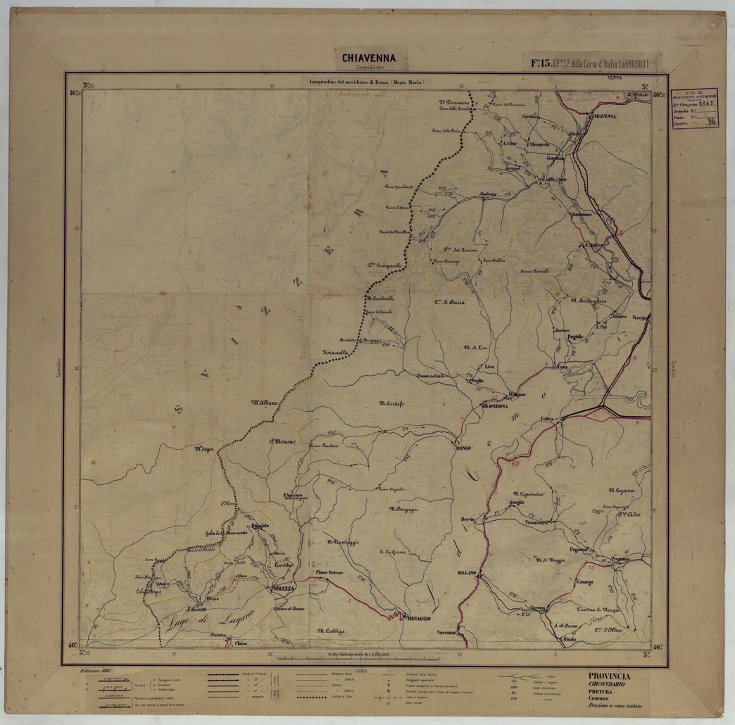 (N:17374) CARTA D'ITALIA DEGLI ALPINI - 2 Copia CHIAVENNA Foglio n.13 (CA007850) Carte e stampe antiche: riproduzione a colori su carta (formato A1)