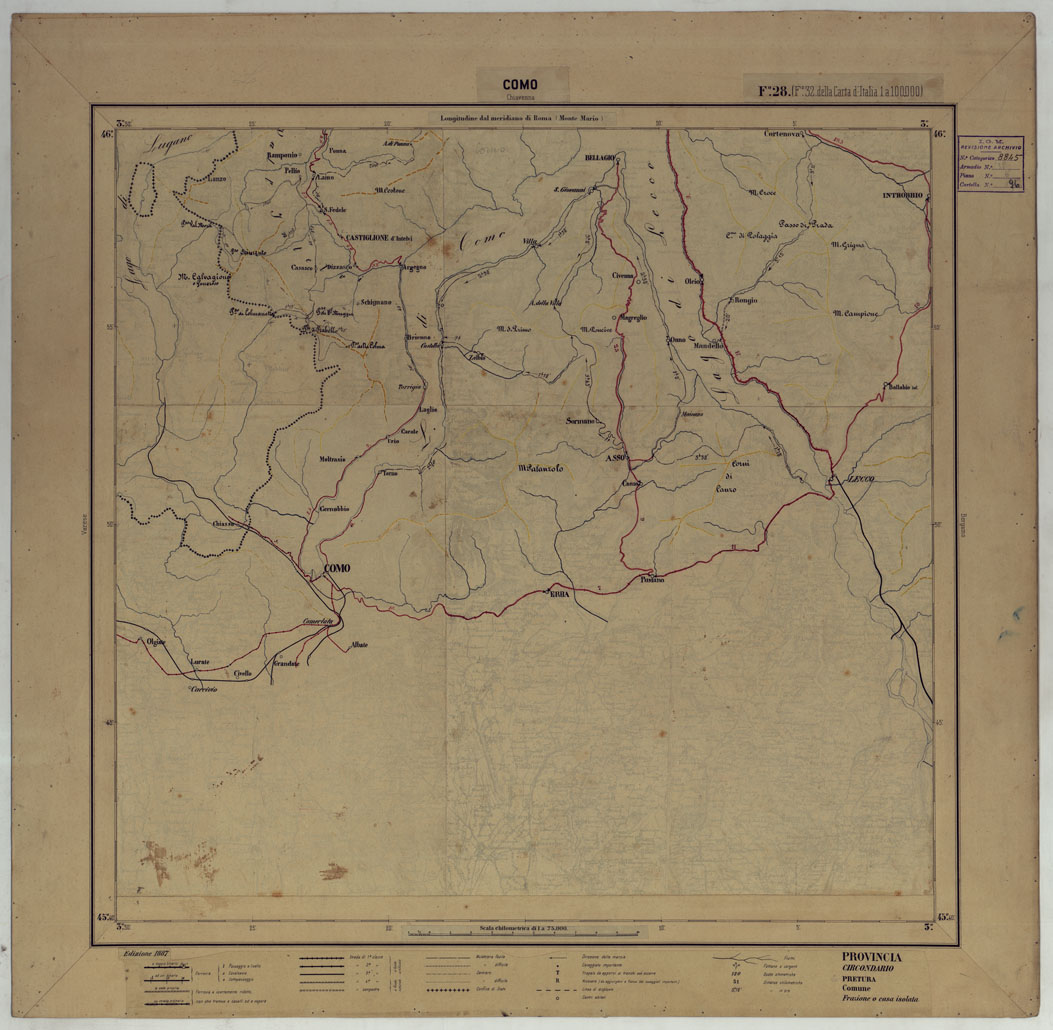 (N:17384) CARTA D'ITALIA DEGLI ALPINI - 2 Copia COMO Foglio n. 28 (CA007861) Carte e stampe antiche: riproduzione a colori su carta (formato A1)