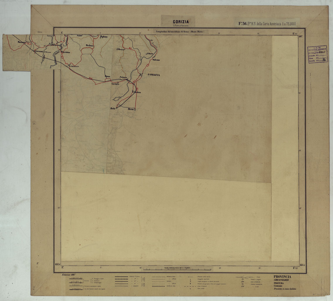 (N:17426) CARTA D'ITALIA DEGLI ALPINI - 2 Copia GORIZIA Foglio n. 36 (CA007870) Carte e stampe antiche: riproduzione a colori su carta (formato A1)
