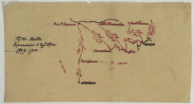 (N:25423) CARTA ITINERARIA D'ITALIA PER GLI ALPINI NORMALI D'ARCHIVIO CON AGGIORNAMENTO FINO AL 1910 EDIZIONE COMPLETA ANNO 1910 - FOGLIO 39 BIELLA. (CA007939, CA007940) Carte e stampe antiche: riproduzione a colori su carta (formato A1)