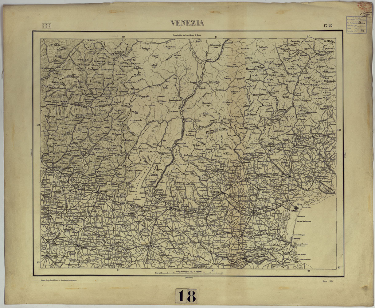 (N:17499) CARTA D'ITALIA - F. 2 VENEZIA. (CA008039) Carte e stampe antiche: riproduzione a colori su carta (formato A1)