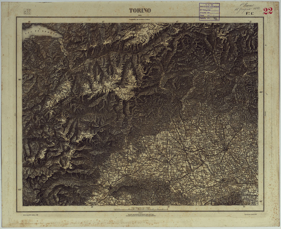 (N:17551) TORINO - FOGLIO N. 22. (CA008112) Carte e stampe antiche: riproduzione a colori su carta (formato A1)