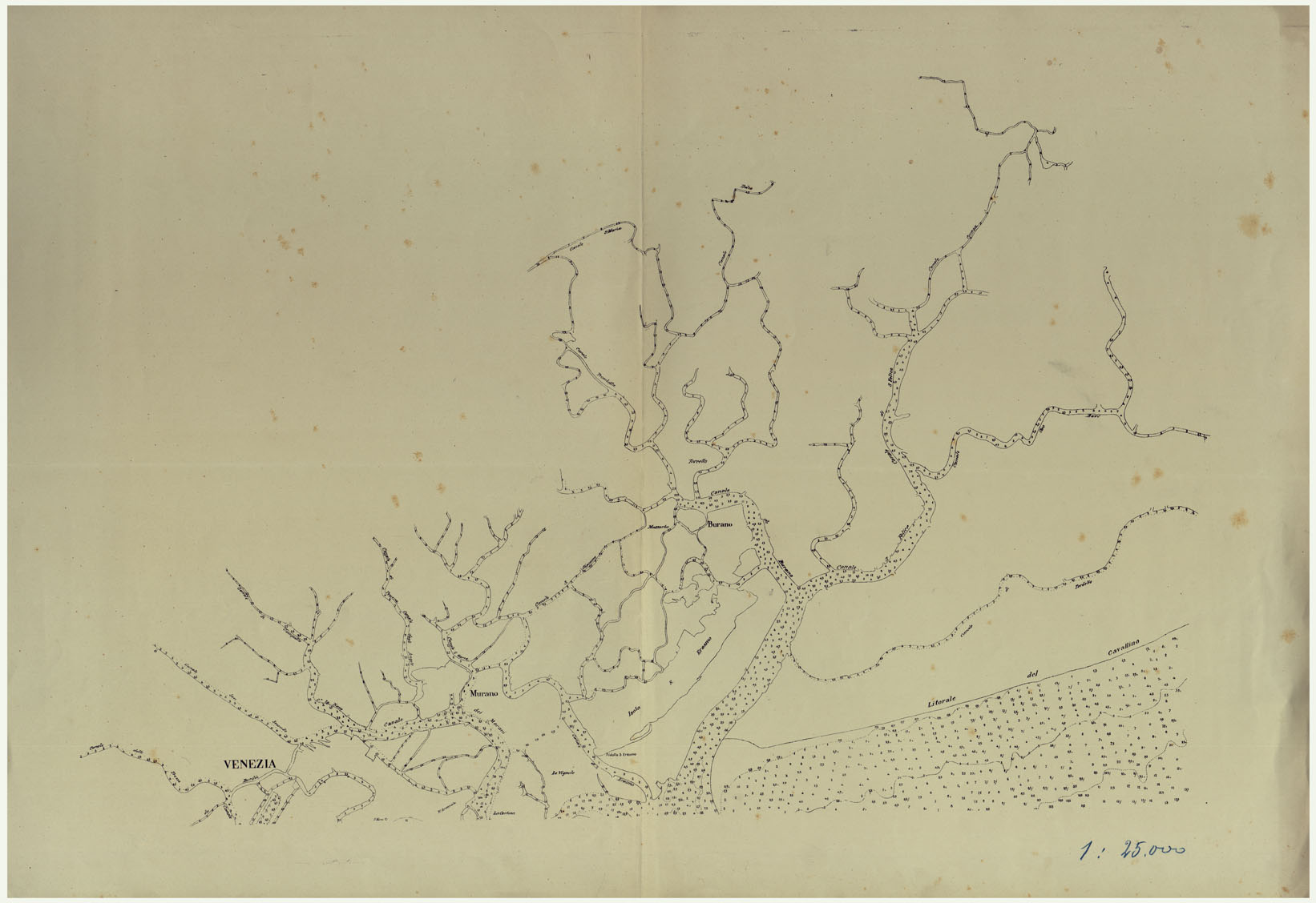 (N:25368) CARTA DELLA LAGUNA VENETA - FOGLIO 1. (CA008215) Carte e stampe antiche: riproduzione a colori su carta (formato A1)