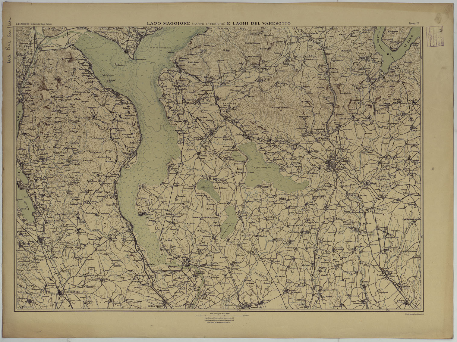(N:18035) ATLANTE DEI LAGHI ITALIANI TAV  IV LAGO MAGGIORE (PARTE INFERIORE) E LAGHI DEL VARESOTTO (CA008234) Carte e stampe antiche: riproduzione a colori su carta (formato A1)