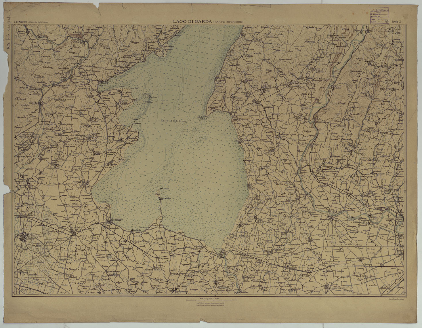 (N:17683) ATLANTE DEI LAGHI ITALIANI TAV  X  LAGO DI GARDA (PARTE INFERIORE) 
 (CA008240) Carte e stampe antiche: riproduzione a colori su carta (formato A1)