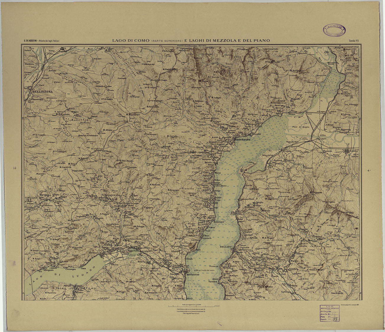 (N:25418) ATLANTE DEI LAGHI ITALIANI TAV  VI  2 COPIA LAGO DI COMO (PARTE SUPERIORE) E LAGHI DI MEZZOLA E DEL PIANO (CA008251) Carte e stampe antiche: riproduzione a colori su carta (formato A1)