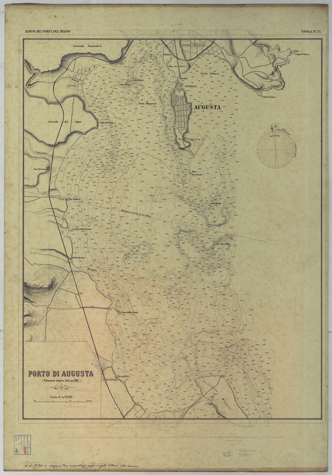 (N:18046) CARTA DEI PORTI MARITTIMI DEL REGNO D'ITALIA - Tavola n. 33 (CA008297) Carte e stampe antiche: riproduzione a colori su carta (formato A1)