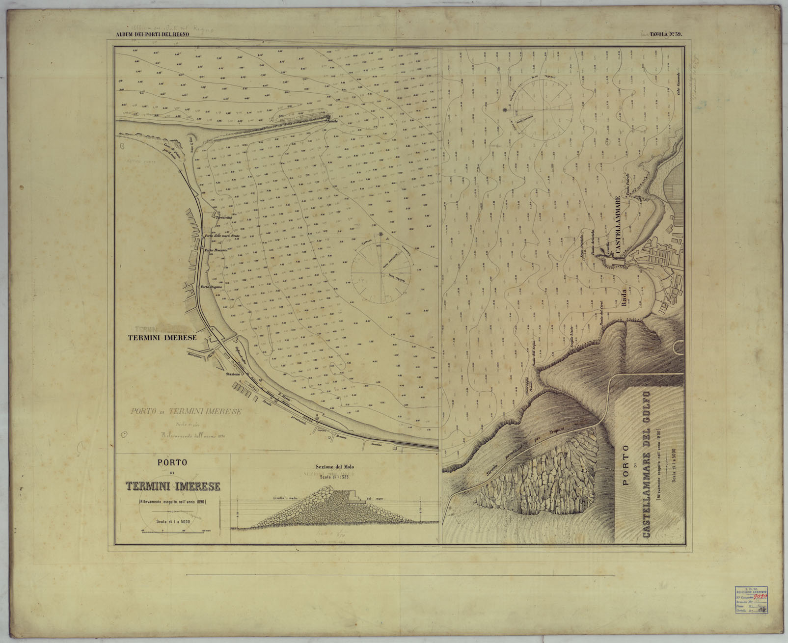 (N:17762) CARTA DEI PORTI MARITTIMI DEL REGNO D'ITALIA -Tavola n. 39 (CA008303) Carte e stampe antiche: riproduzione a colori su carta (formato A1)