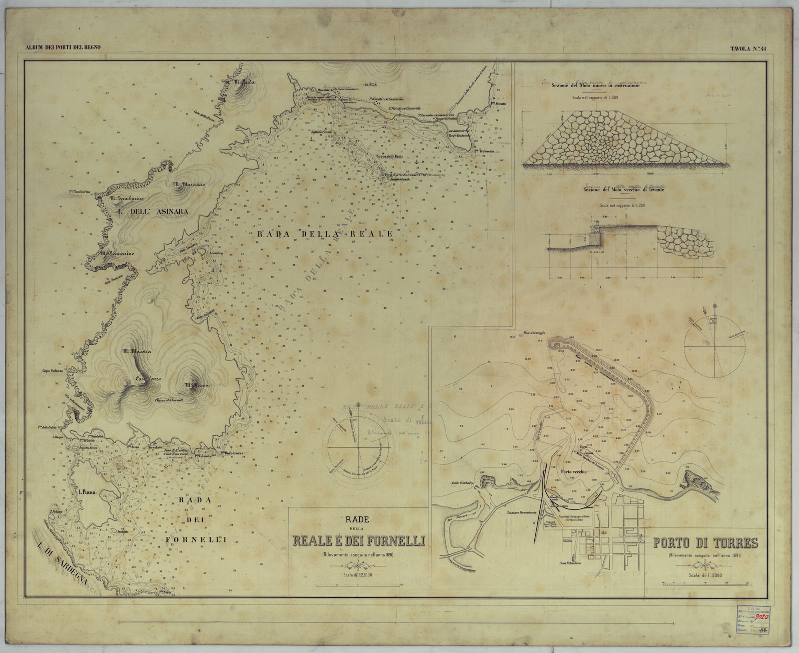 (N:17764) CARTA DEI PORTI MARITTIMI DEL REGNO D'ITALIA -Tavola n. 41 (CA008305) Carte e stampe antiche: riproduzione a colori su carta (formato A1)