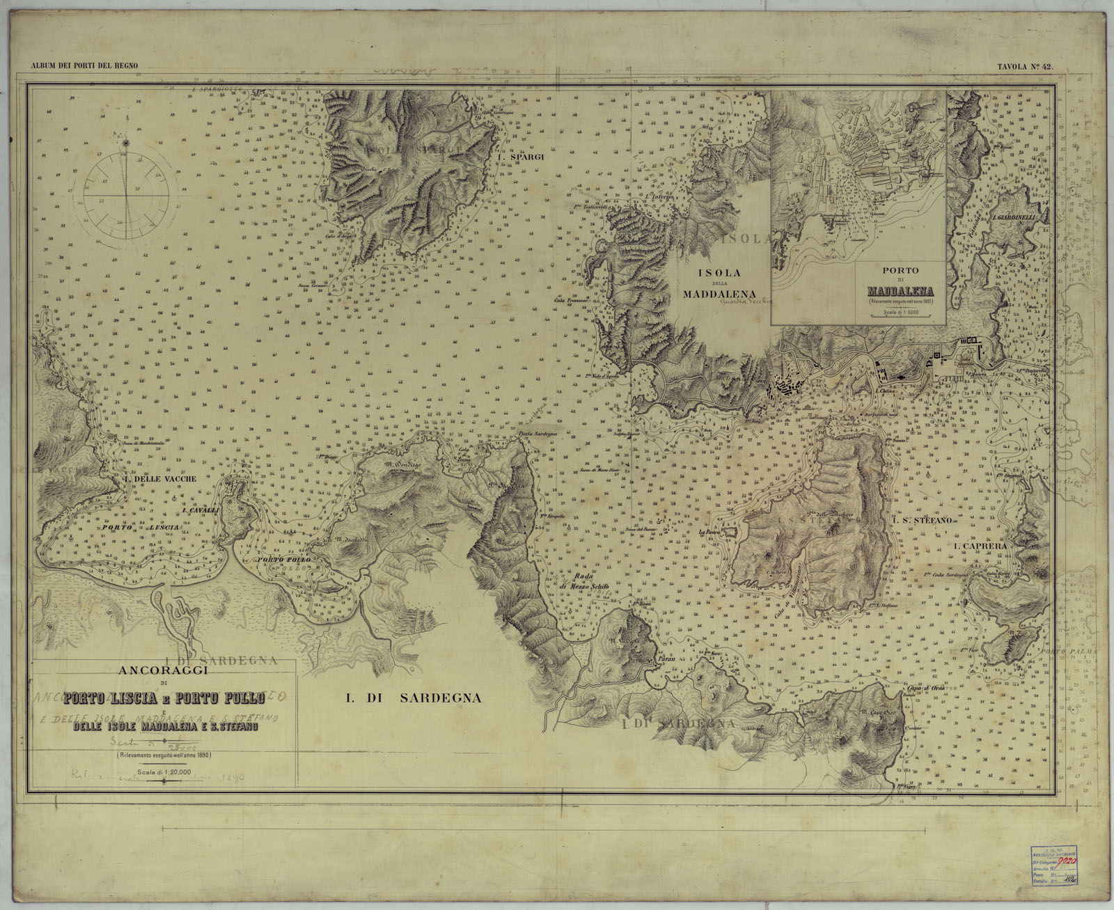 (N:17765) CARTA DEI PORTI MARITTIMI DEL REGNO D'ITALIA - Tavola n. 42 (CA008306) Carte e stampe antiche: riproduzione a colori su carta (formato A1)