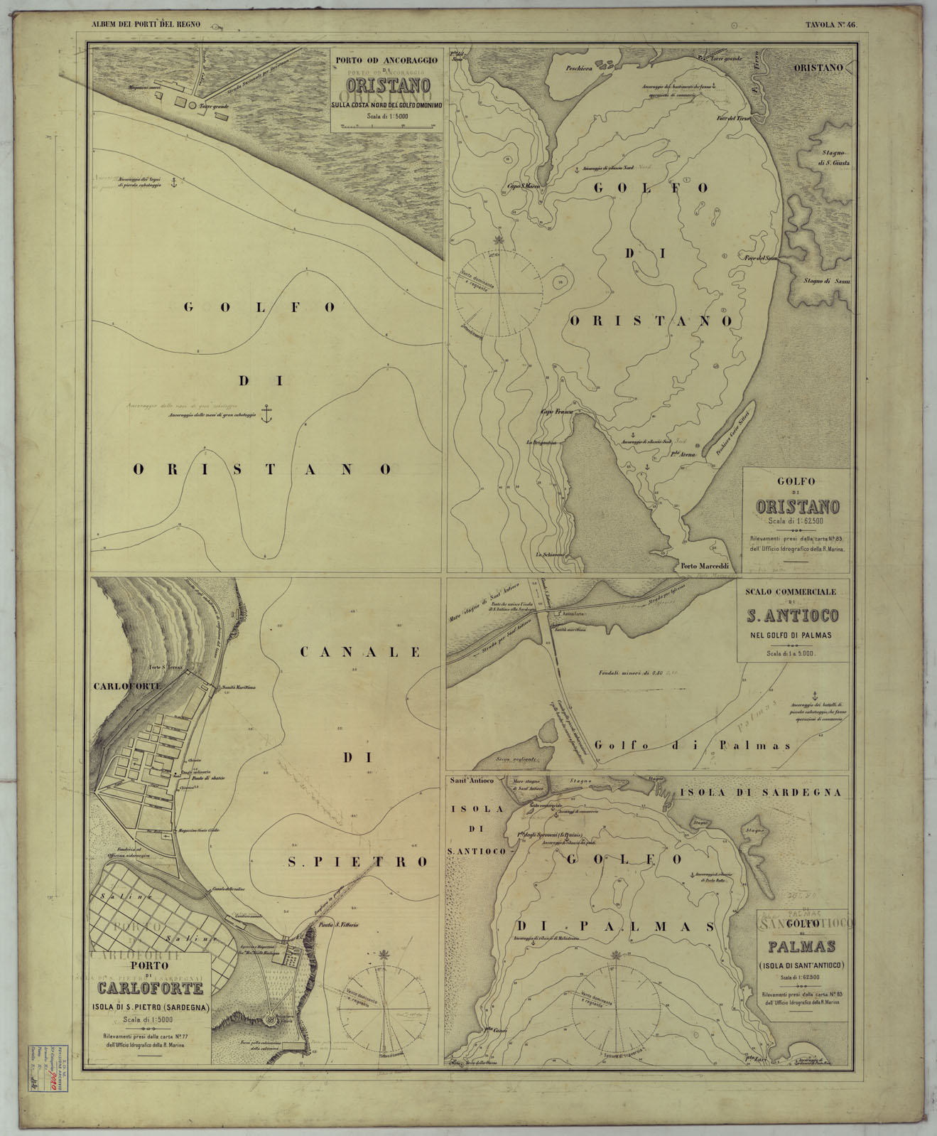 (N:17769) CARTA DEI PORTI MARITTIMI DEL REGNO D'ITALIA - Tav.ola n. 46 (CA008310) Carte e stampe antiche: riproduzione a colori su carta (formato A1)