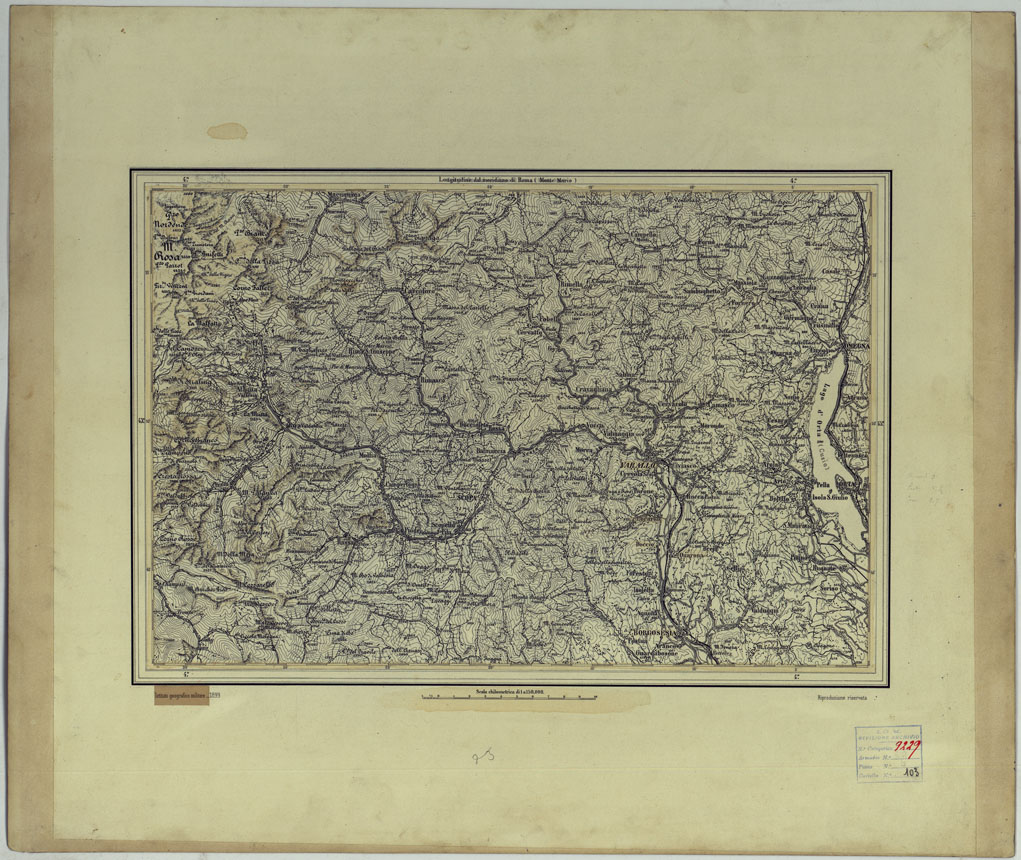 (N:17771) CARTA MONTATA SU CARTONCINO - VARALLO - BORGOSESIA. (CA008312) Carte e stampe antiche: riproduzione a colori su carta (formato A1)