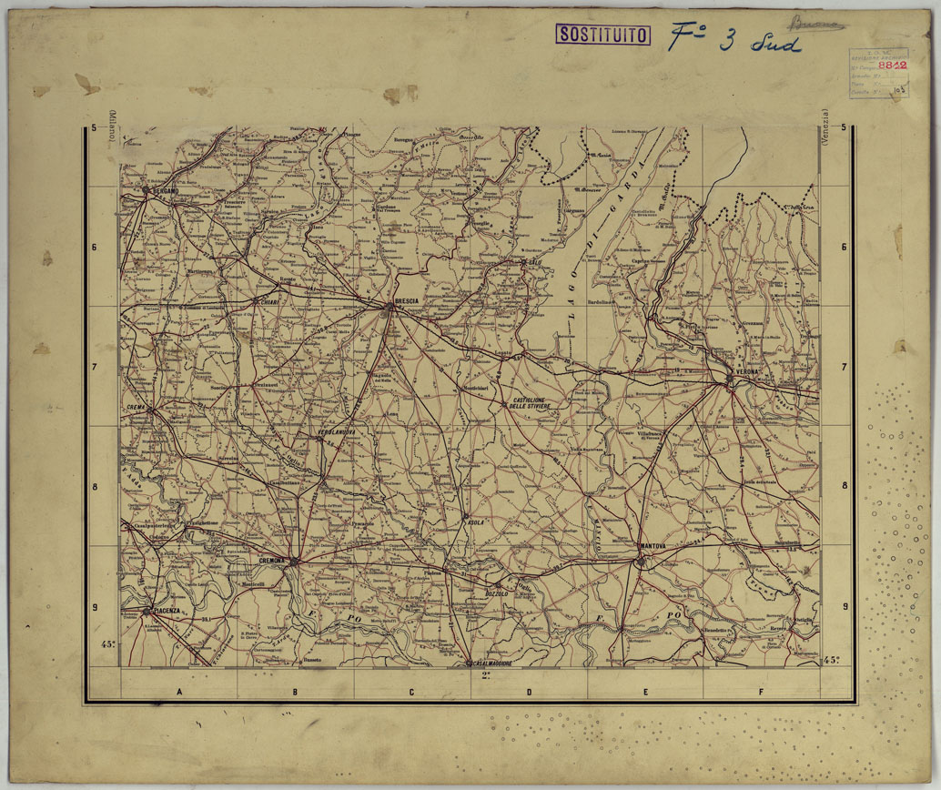 (N:25459) CARTA ITINERARIA MONTATA SU CARTONCINO - FOGLIO 3. (CA008321) Carte e stampe antiche: riproduzione a colori su carta (formato A1)