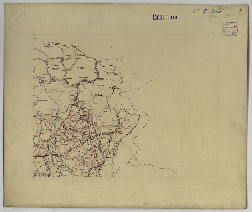 (N:25462) CARTA ITINERARIA MONTATA SU CARTONCINO - FOGLIO 5. (CA008324) Carte e stampe antiche: riproduzione a colori su carta (formato A1)