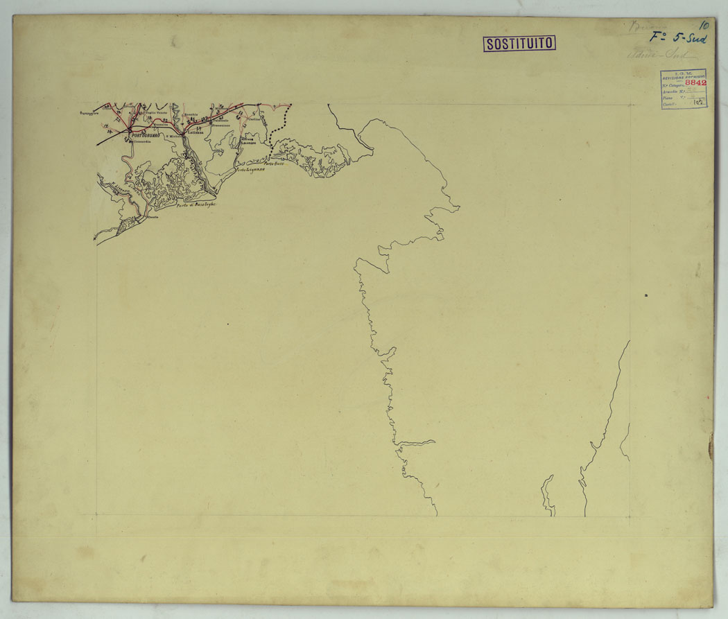(N:25463) CARTA ITINERARIA MONTATA SU CARTONCINO - FOGLIO 5. (CA008325) Carte e stampe antiche: riproduzione a colori su carta (formato A1)