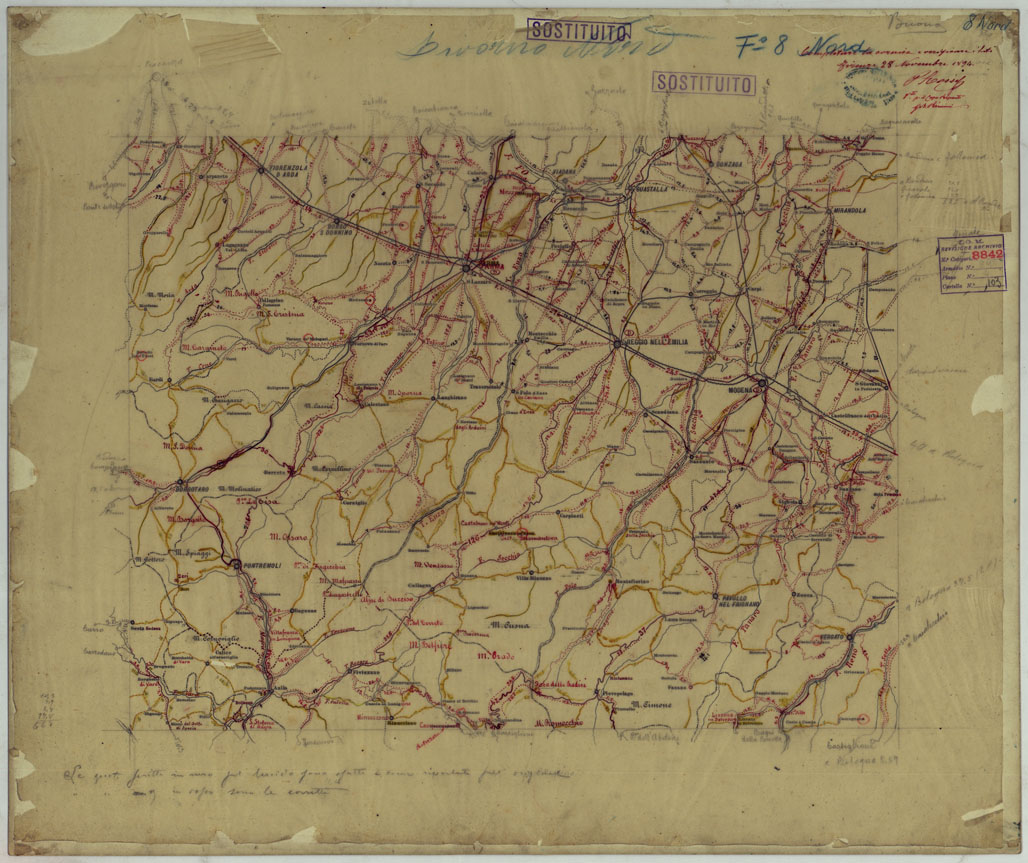 (N:25467) CARTA ITINERARIA MONTATA SU CARTONCINO - FOGLIO 8. (CA008330) Carte e stampe antiche: riproduzione a colori su carta (formato A1)