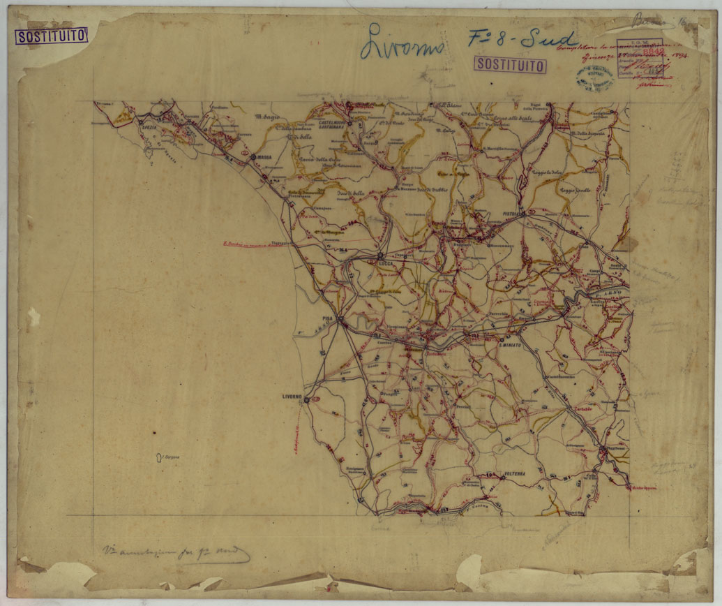(N:25468) CARTA ITINERARIA MONTATA SU CARTONCINO - FOGLIO 8. (CA008331) Carte e stampe antiche: riproduzione a colori su carta (formato A1)