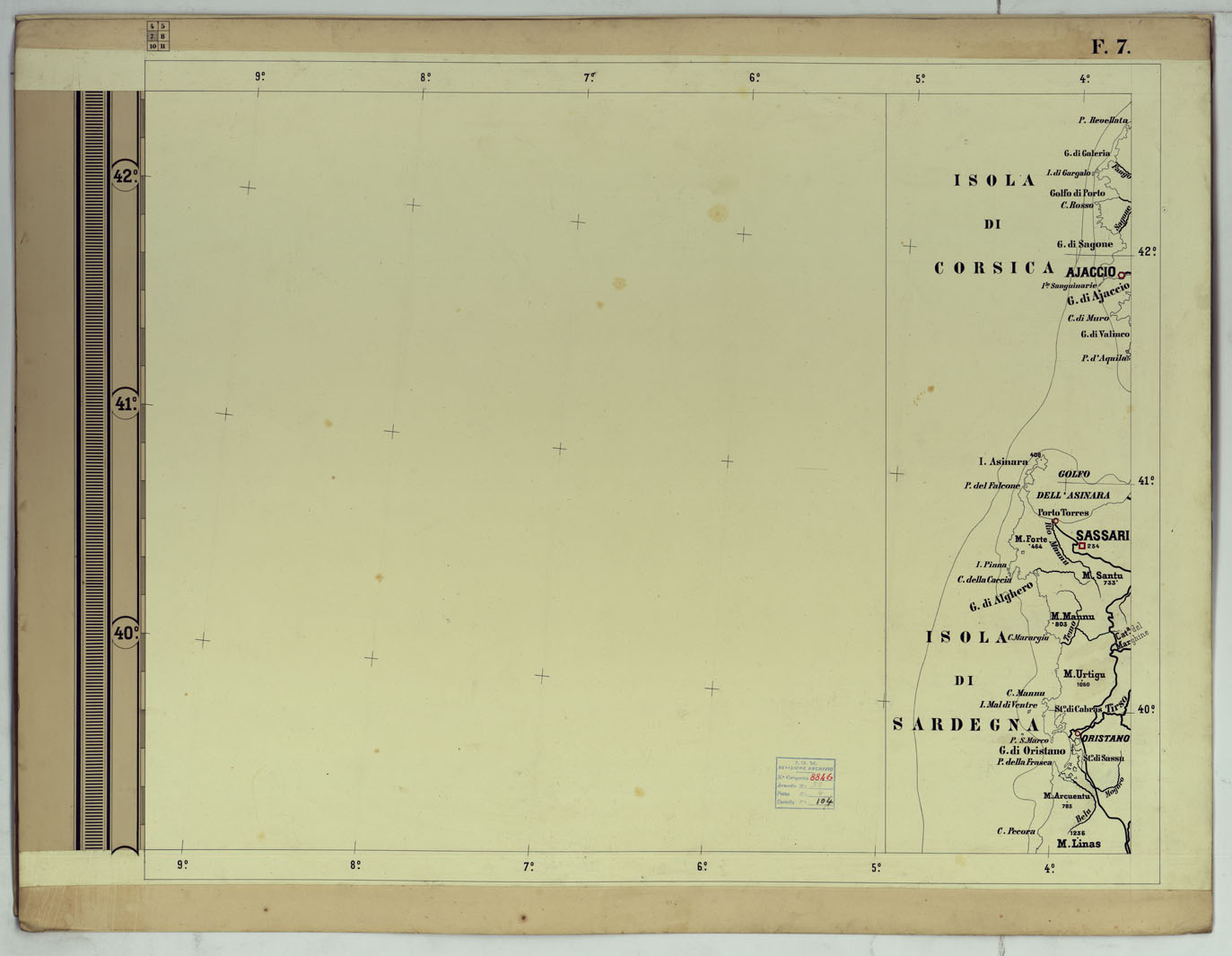 (N:18056) CARTA SCOLASTICA FISICA AD USO DELLE SCUOLE MILITARI - FOGLIO 7.
 (CA008347) Carte e stampe antiche: riproduzione a colori su carta (formato A1)