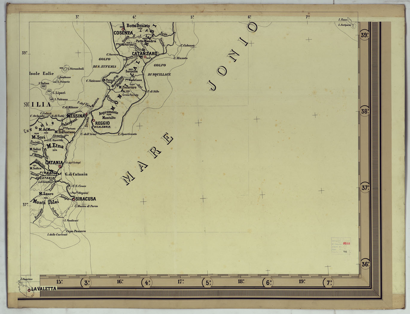(N:17803) CARTA SCOLASTICA FISICA AD USO DELLE SCUOLE MILITARI - FOGLIO 12.
 (CA008352) Carte e stampe antiche: riproduzione a colori su carta (formato A1)