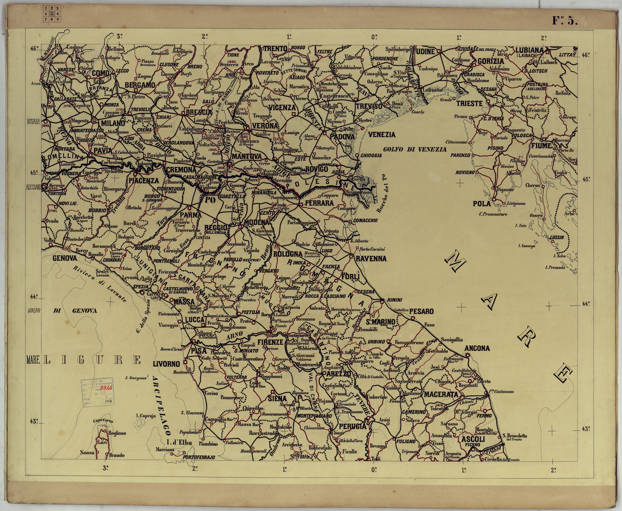 (N:17776) CARTA SCOLASTICA POLITICA AD USO DELLE SCUOLE MILITARI  - FOGLIO 5.
 (CA008358) Carte e stampe antiche: riproduzione a colori su carta (formato A1)