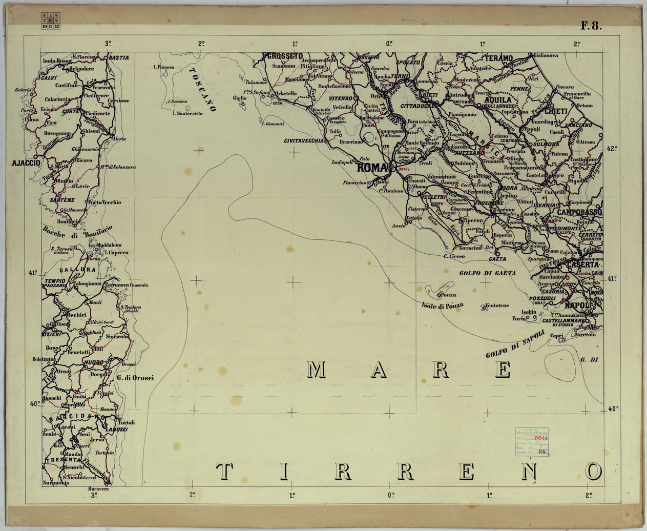 (N:17780) CARTA SCOLASTICA POLITICA AD USO DELLE SCUOLE MILITARI  - FOGLIO 8.
 (CA008361) Carte e stampe antiche: riproduzione a colori su carta (formato A1)