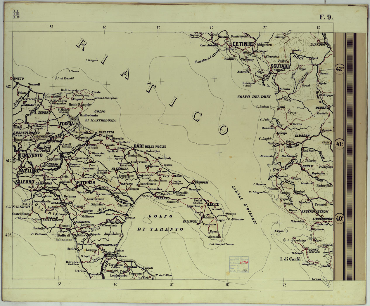 (N:17781) CARTA SCOLASTICA POLITICA AD USO DELLE SCUOLE MILITARI  - FOGLIO 9.
 (CA008362) Carte e stampe antiche: riproduzione a colori su carta (formato A1)