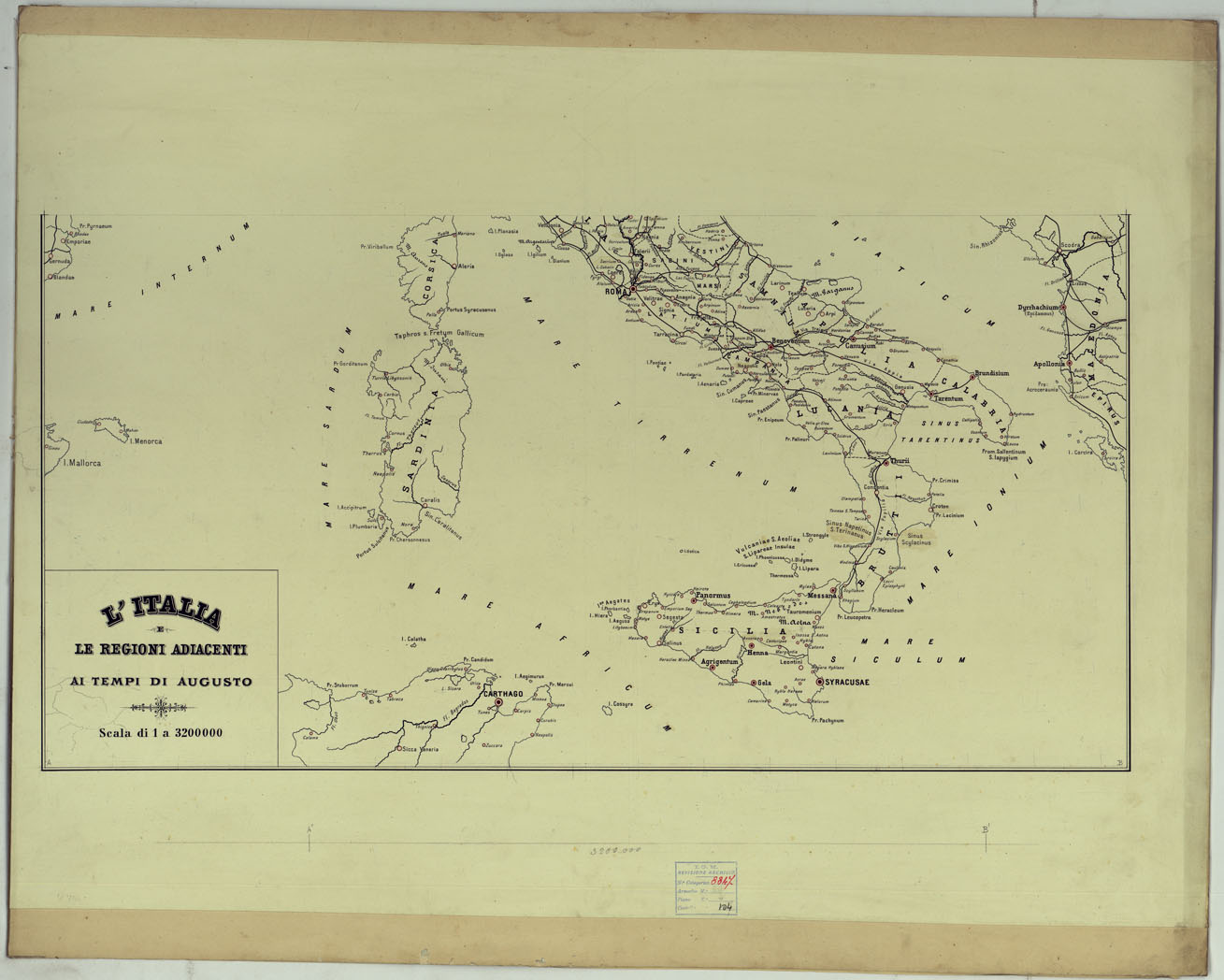 (N:17805) L'ITALIA REGIONI ADIACENTI AI TEMPI DI AUGUSTO SCALA DI 1 A 3.200.00 - PARTE 2.
 (CA008367) Carte e stampe antiche: riproduzione a colori su carta (formato A1)
