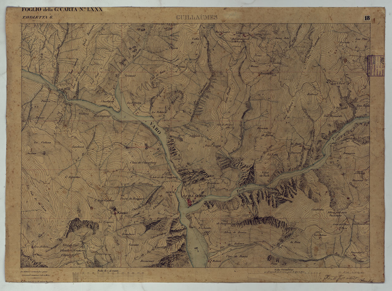 (N:16608) TERRITORIO DELLA CONTEA DI NIZZA - TAVOLA 18  GUILLAUMES. (CA008446) Carte e stampe antiche: riproduzione a colori su carta (formato A1)