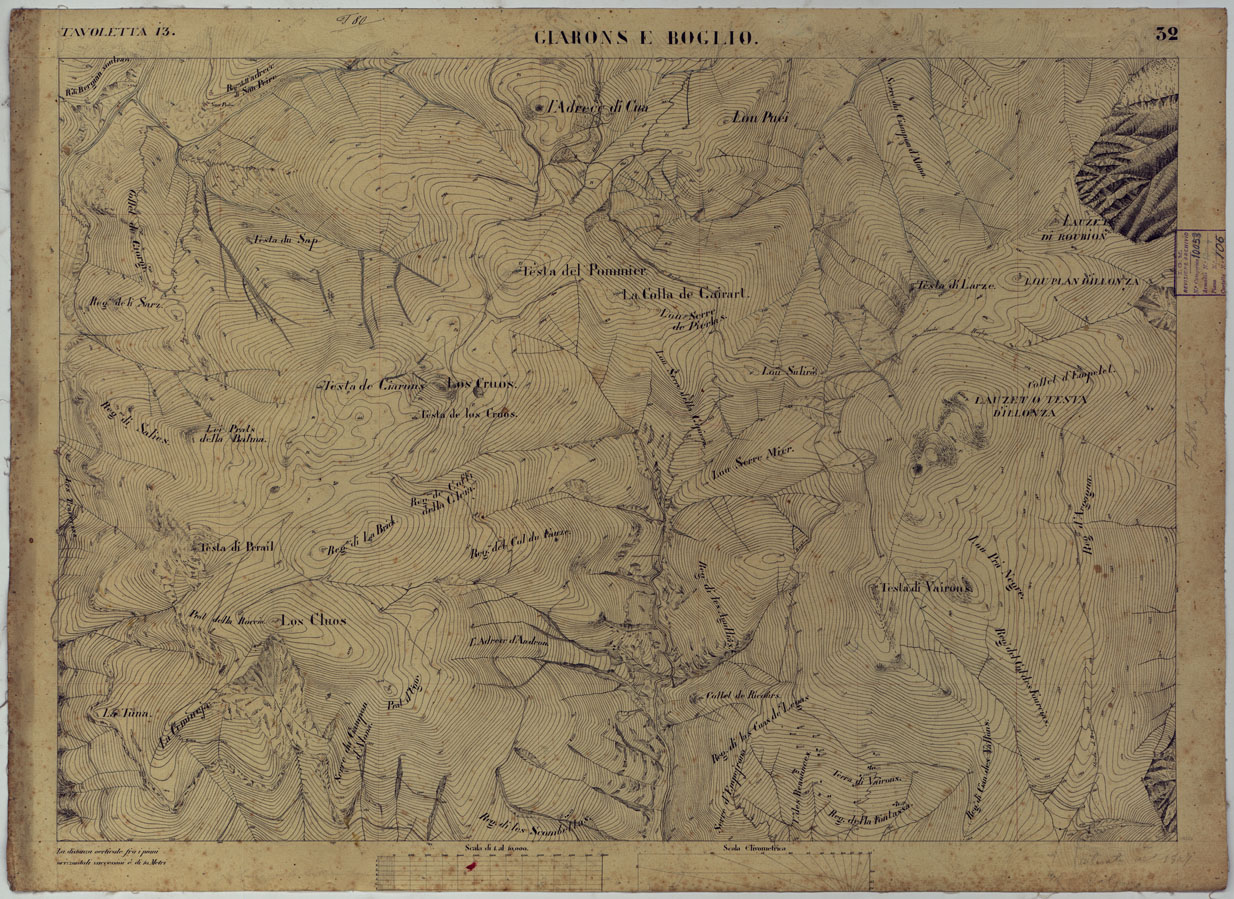 (N:16625) TERRITORIO DELLA CONTEA DI NIZZA - TAVOLA 32  GLARONS E BOGLIO. (CA008461) Carte e stampe antiche: riproduzione a colori su carta (formato A1)