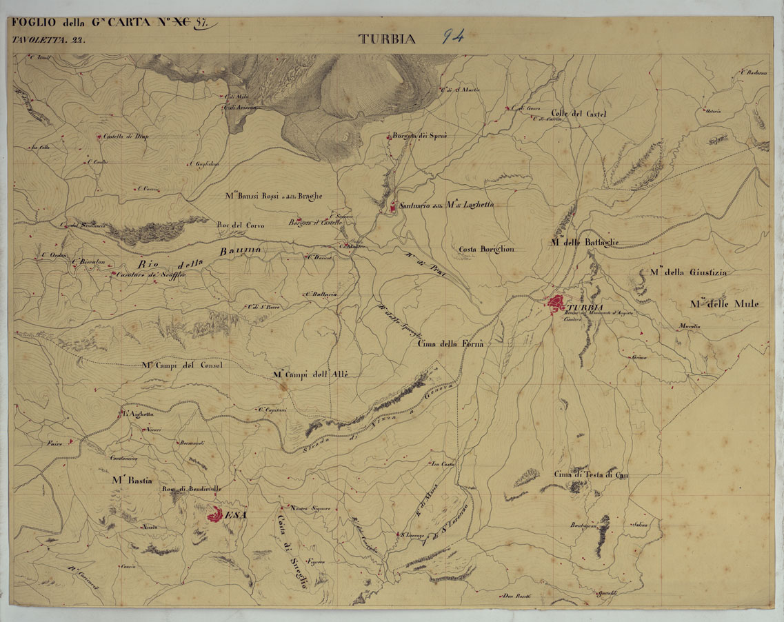 (N:25504) TERRITORIO DELLA CONTEA DI NIZZA - TAVOLA 22 TURBIA. (CA008476) Carte e stampe antiche: riproduzione a colori su carta (formato A1)