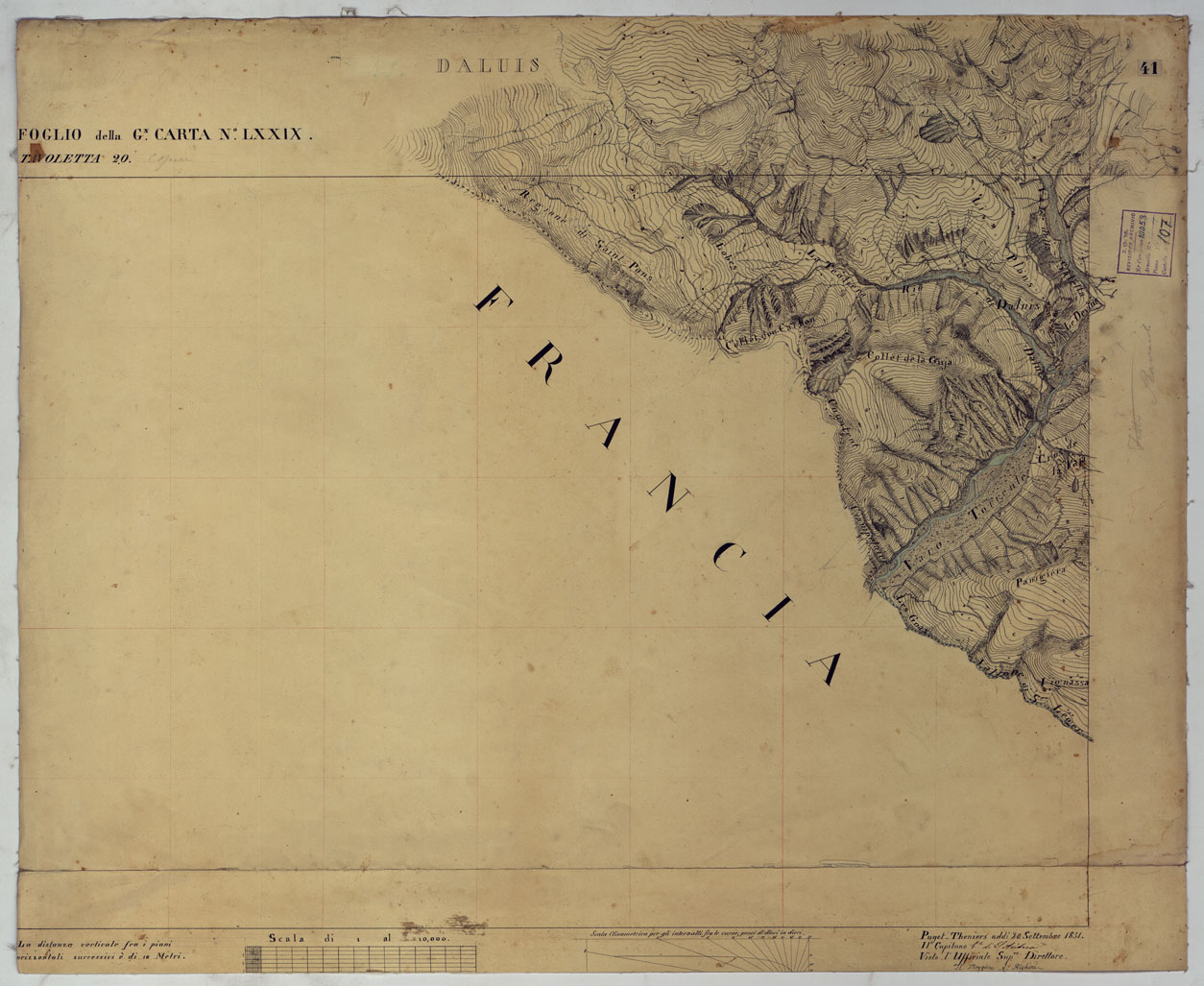 (N:16640) TERRITORIO DELLA CONTEA DI NIZZA - TAVOLA 41 DALUIS. (CA008479) Carte e stampe antiche: riproduzione a colori su carta (formato A1)
