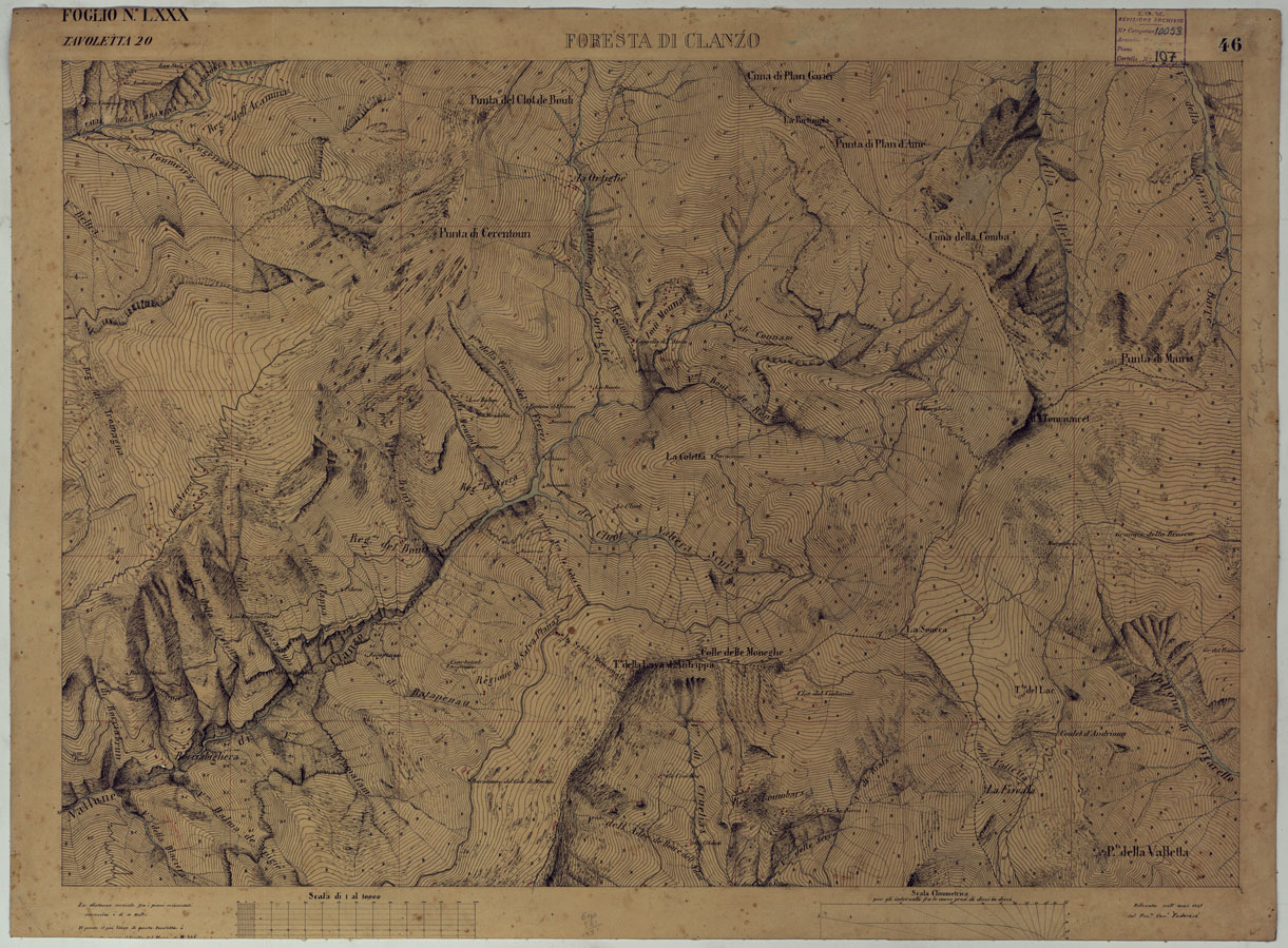 (N:16645) TERRITORIO DELLA CONTEA DI NIZZA - TAVOLA 46 FORESTA DI CLANZO. (CA008484) Carte e stampe antiche: riproduzione a colori su carta (formato A1)