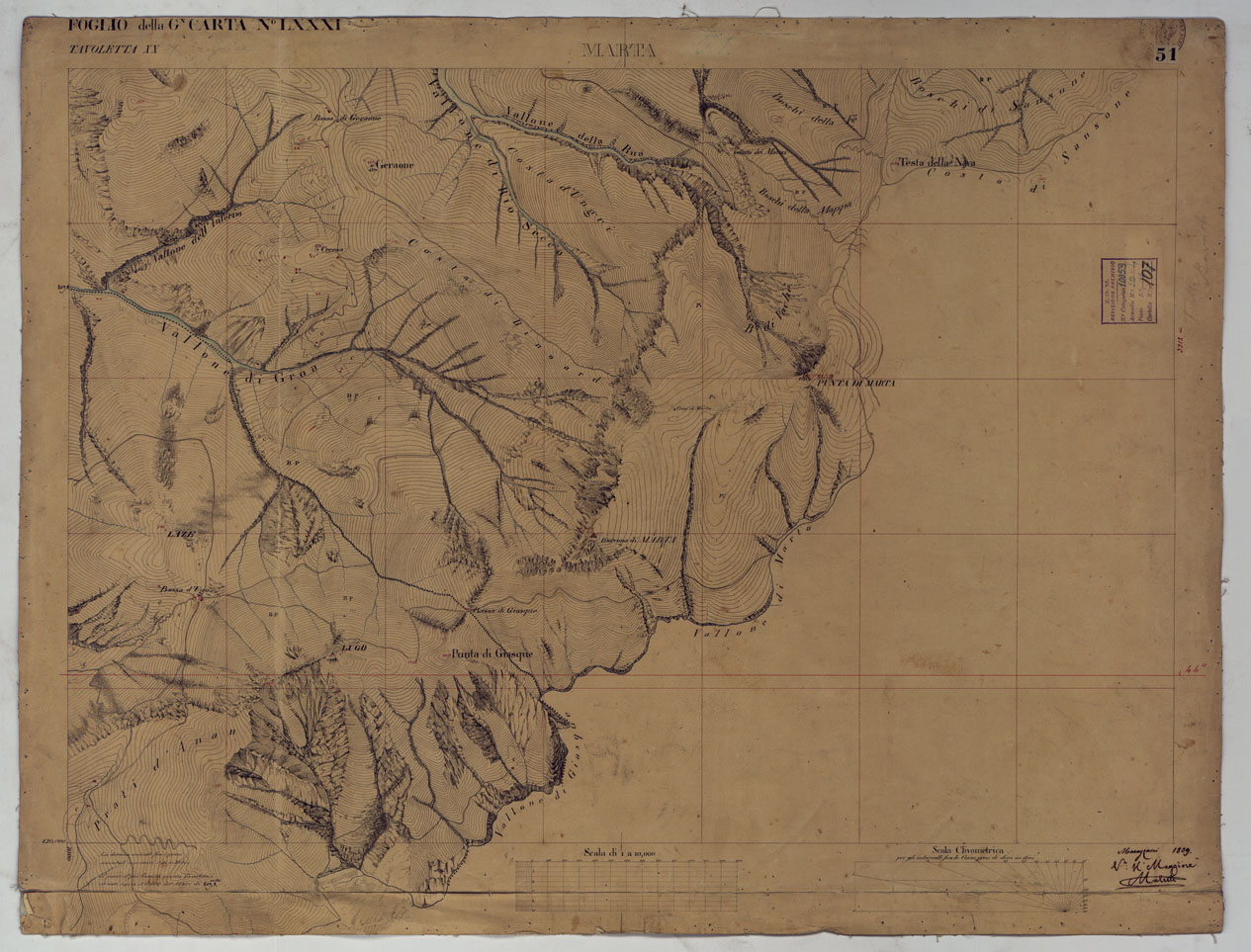 (N:16650) TERRITORIO DELLA CONTEA DI NIZZA - TAVOLA 51 MARTA. (CA008489) Carte e stampe antiche: riproduzione a colori su carta (formato A1)