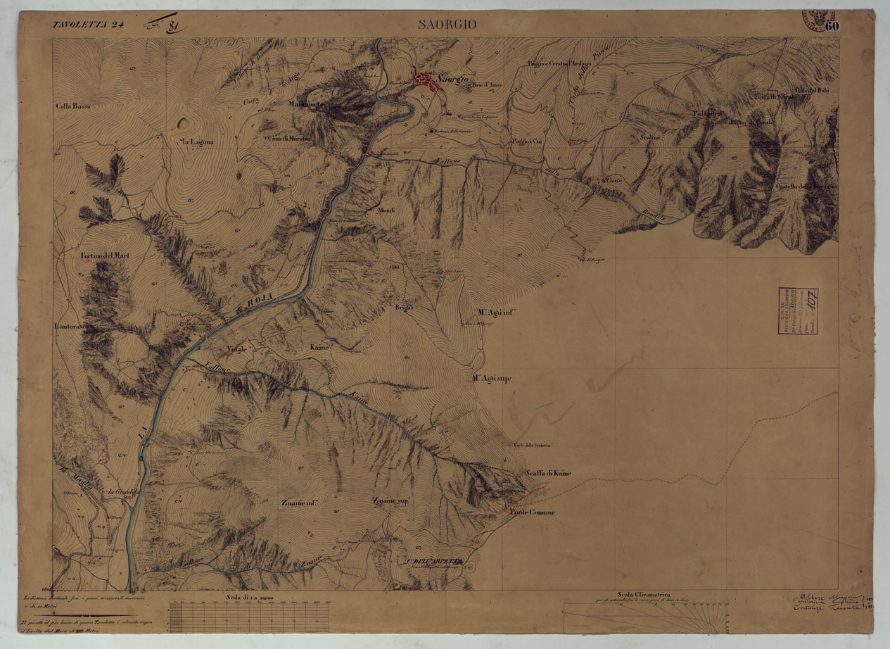 (N:16659) TERRITORIO DELLA CONTEA DI NIZZA - TAVOLA 60 SAORGIO. (CA008498) Carte e stampe antiche: riproduzione a colori su carta (formato A1)
