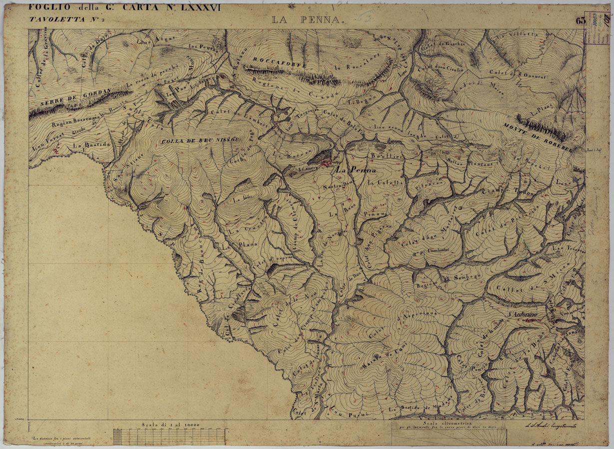(N:16401) TERRITORIO DELLA CONTEA DI NIZZA - TAVOLA 63 LA PENNA. (CA008501) Carte e stampe antiche: riproduzione a colori su carta (formato A1)