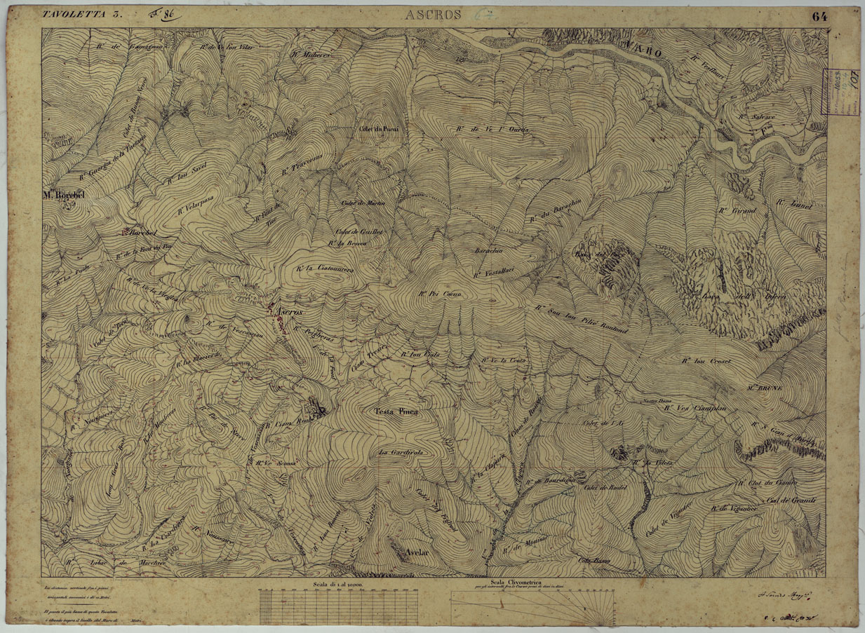 (N:16388) TERRITORIO DELLA CONTEA DI NIZZA - TAVOLA 64 ASCROS. (CA008502) Carte e stampe antiche: riproduzione a colori su carta (formato A1)