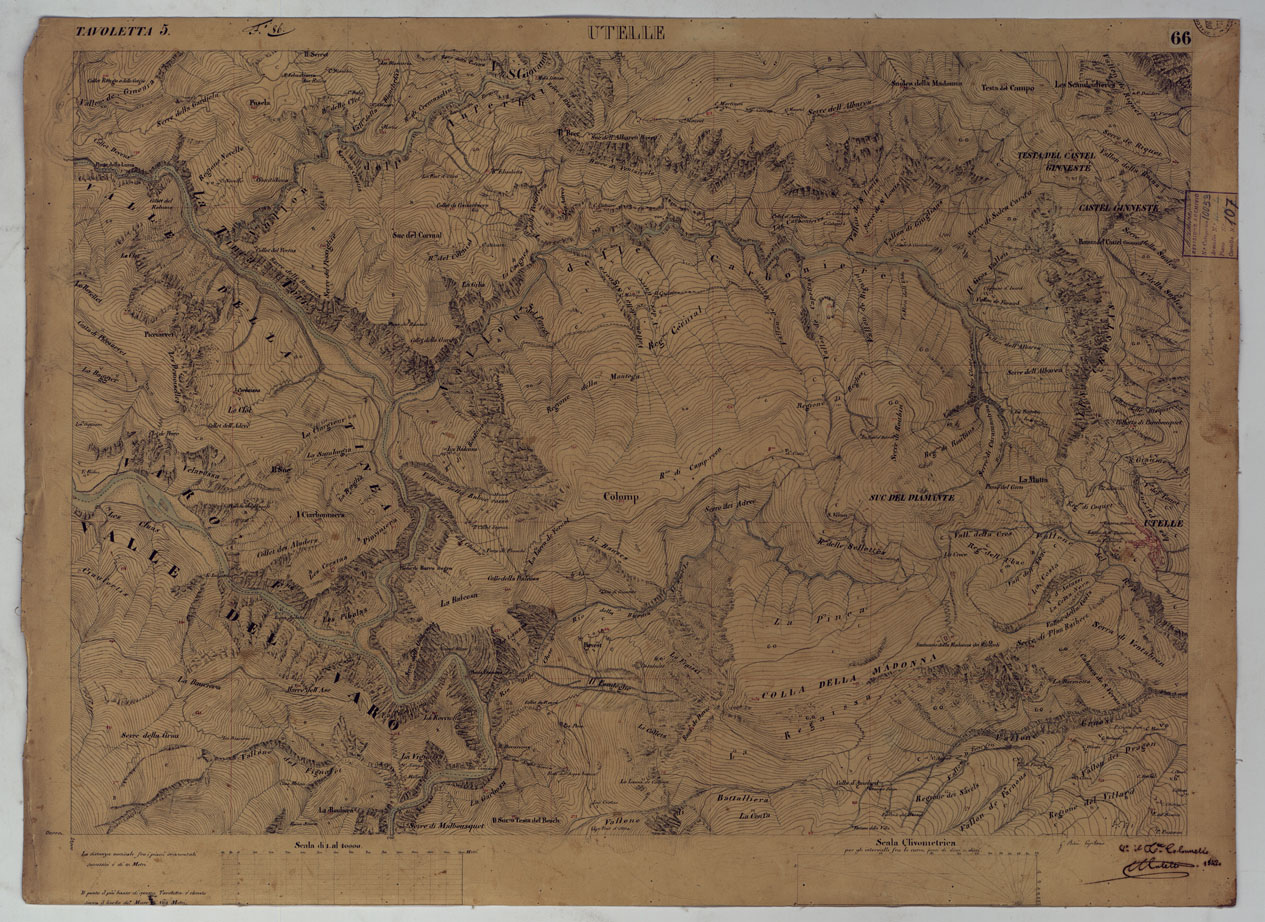 (N:15954) TERRITORIO DELLA CONTEA DI NIZZA - TAVOLA 66 UTELLE. (CA008505) Carte e stampe antiche: riproduzione a colori su carta (formato A1)