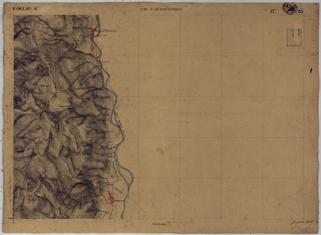 (N:15926) TERRITORIO DELLA CONTEA DI NIZZA - TAVOLA 85 DOLCEACQUA. (CA008524) Carte e stampe antiche: riproduzione a colori su carta (formato A1)