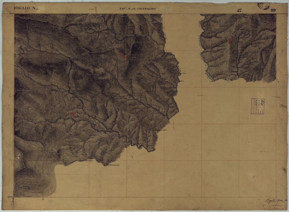 (N:15861) TERRITORIO DELLA CONTEA DI NIZZA - TAVOLA 89 CASTELLARO. (CA008528) Carte e stampe antiche: riproduzione a colori su carta (formato A1)