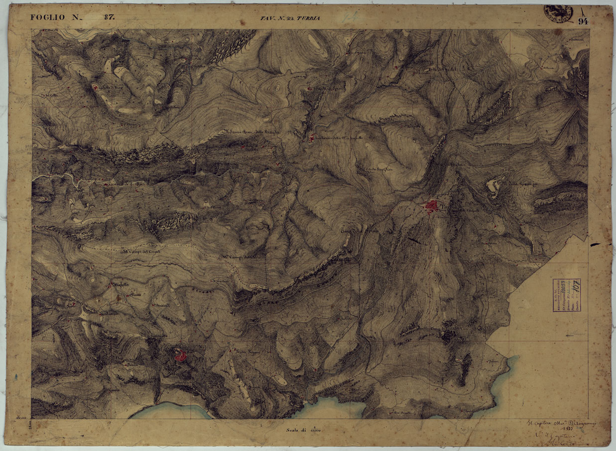 (N:15856) TERRITORIO DELLA CONTEA DI NIZZA - TAVOLA 94 TURBIA. (CA008533) Carte e stampe antiche: riproduzione a colori su carta (formato A1)