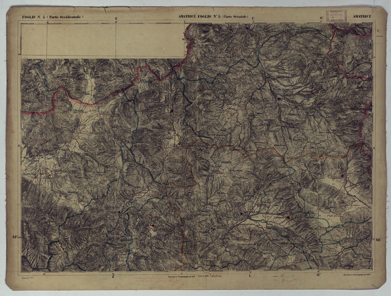 (N:17844) CARTA D'ITALIA - FOGLIO 5 AMATRICE.
 (CA008543) Carte e stampe antiche: riproduzione a colori su carta (formato A1)
